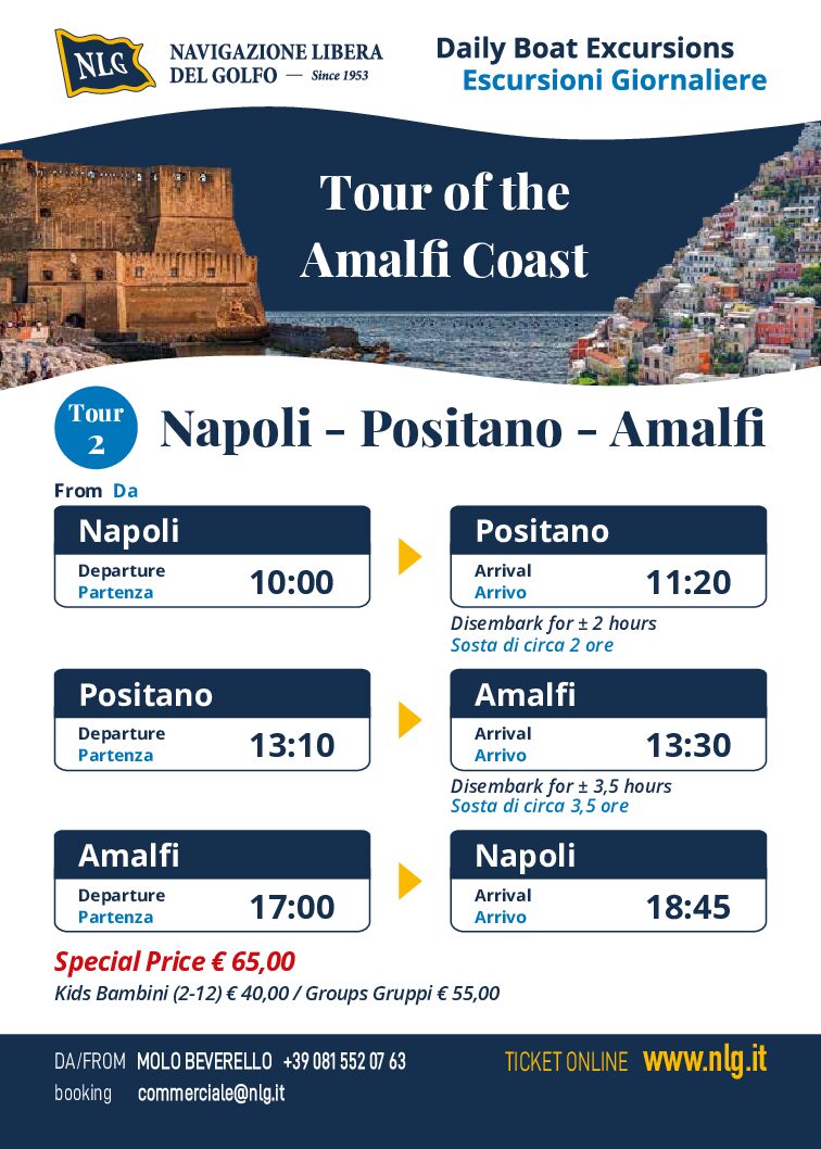 Tour da Napoli 1/2 per Amalfi e Positano