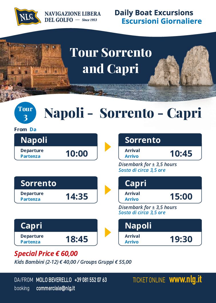 Tour da Napoli 3/4 per Sorrento e Capri